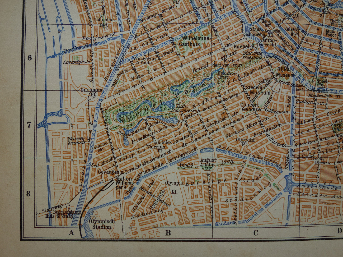 AMSTERDAM oude kaart van Amsterdam 1932 originele vintage Nederlandse plattegrond