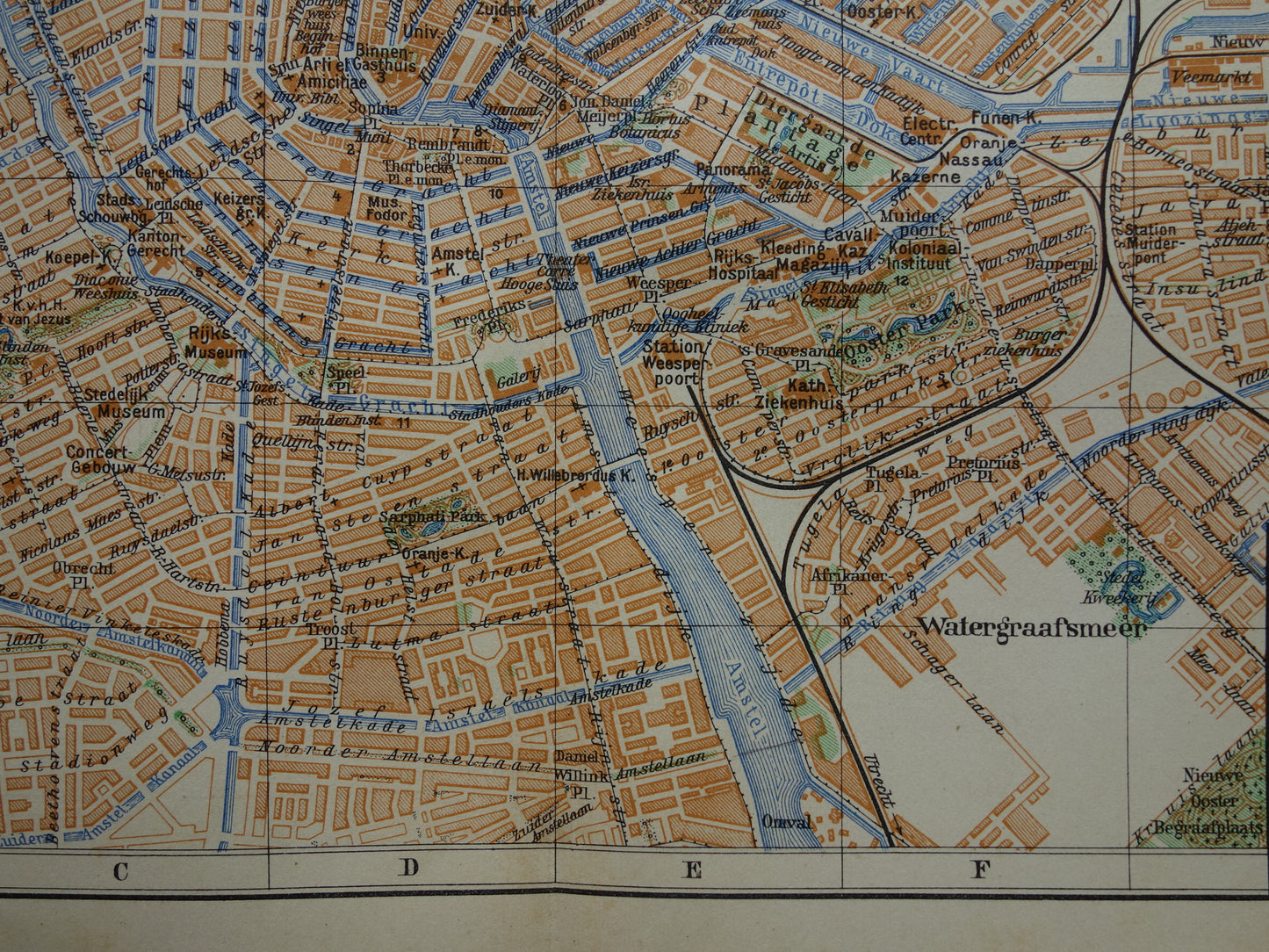 AMSTERDAM oude kaart van Amsterdam 1932 originele vintage Nederlandse plattegrond