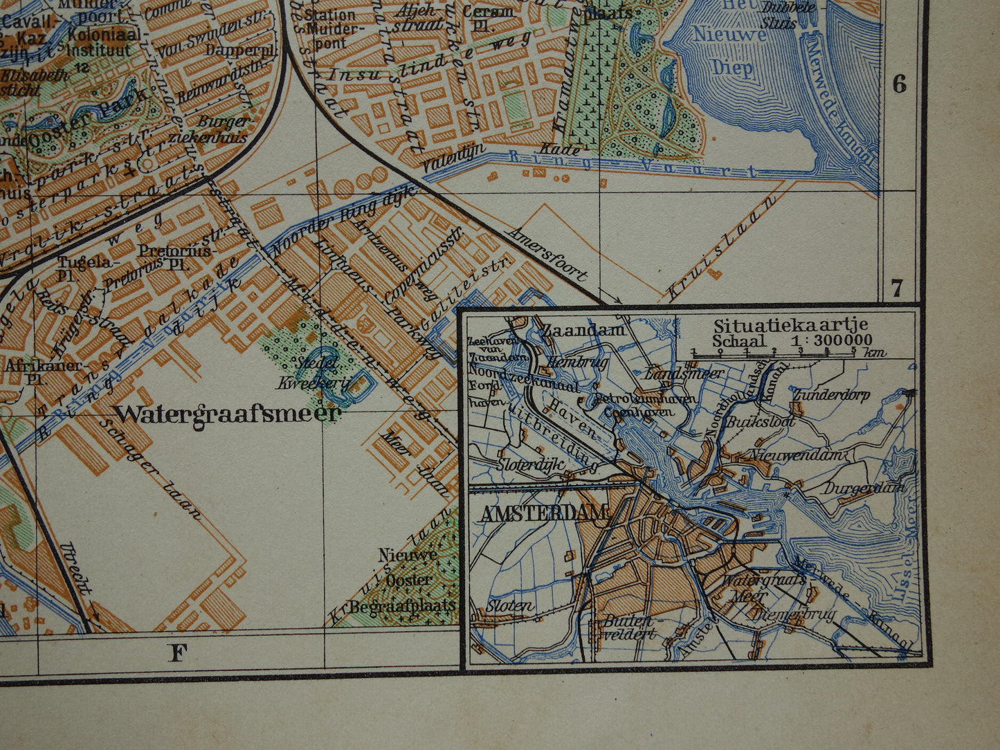 AMSTERDAM oude kaart van Amsterdam 1932 originele vintage Nederlandse plattegrond