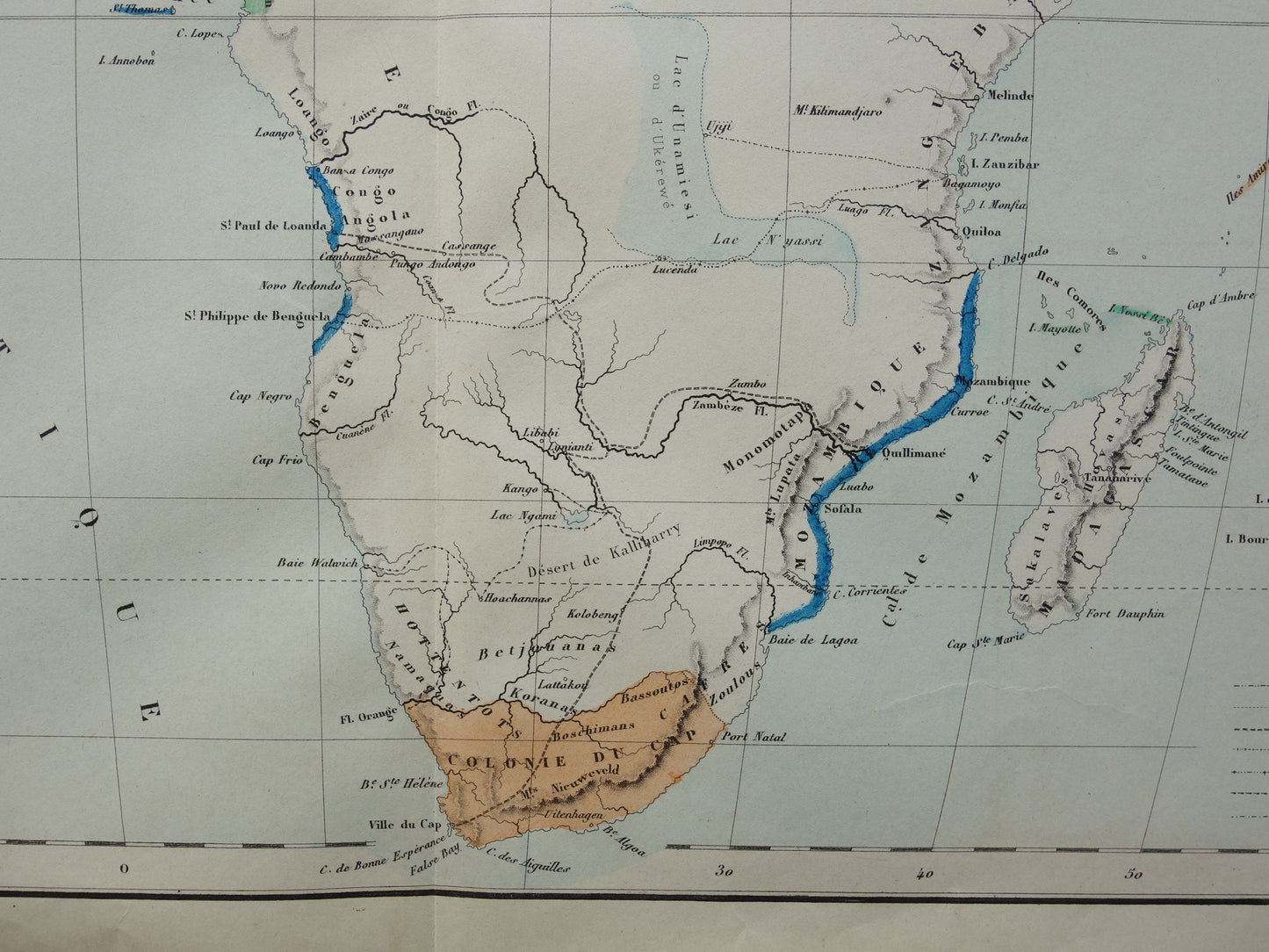 Old map of Africa from 1859 Original antique French map