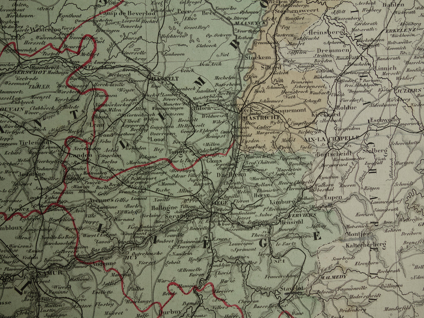 Large Old Map of the Netherlands and Belgium 1880 original antique very large map poster