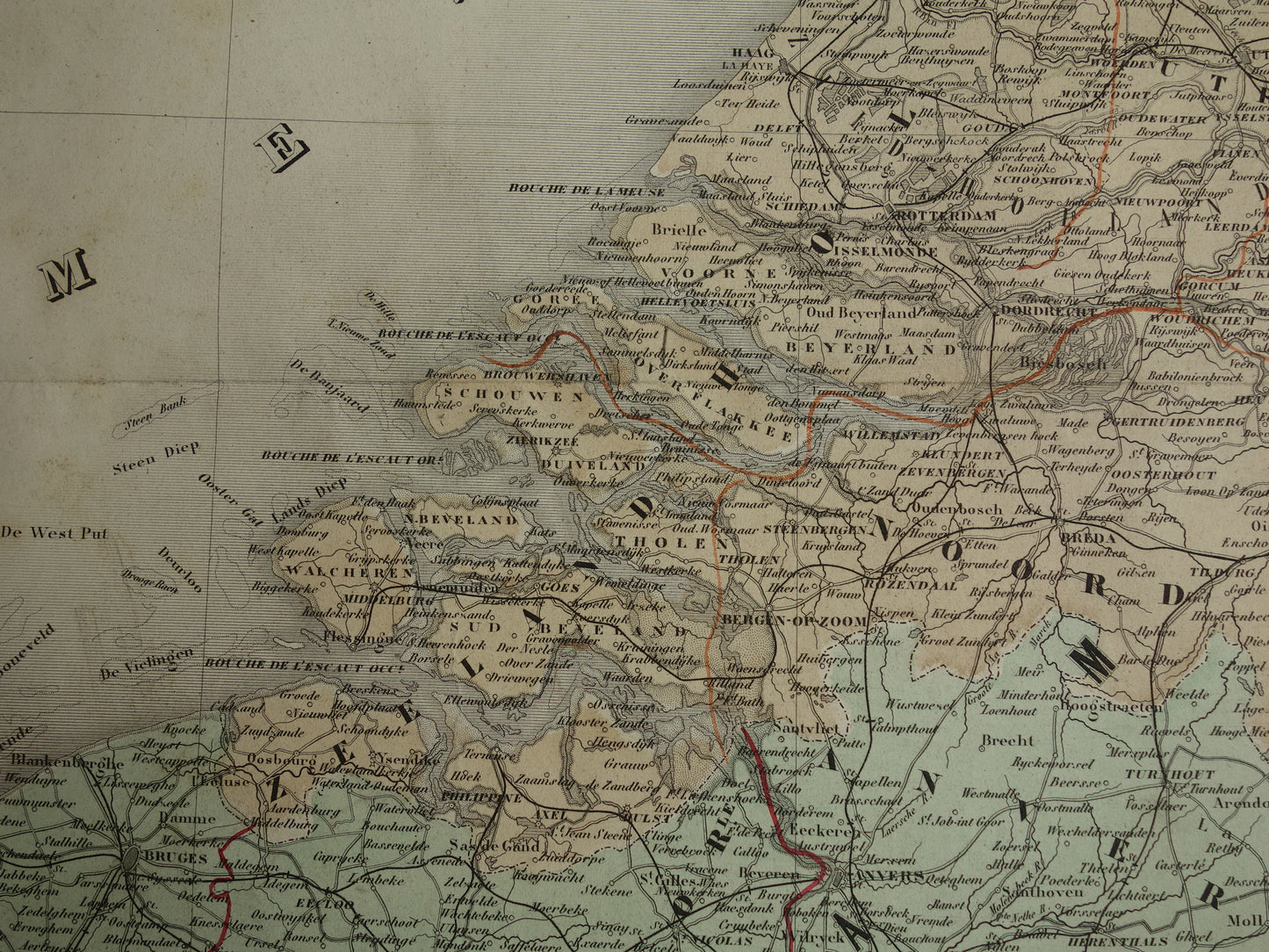 Large Old Map of the Netherlands and Belgium 1880 original antique very large map poster