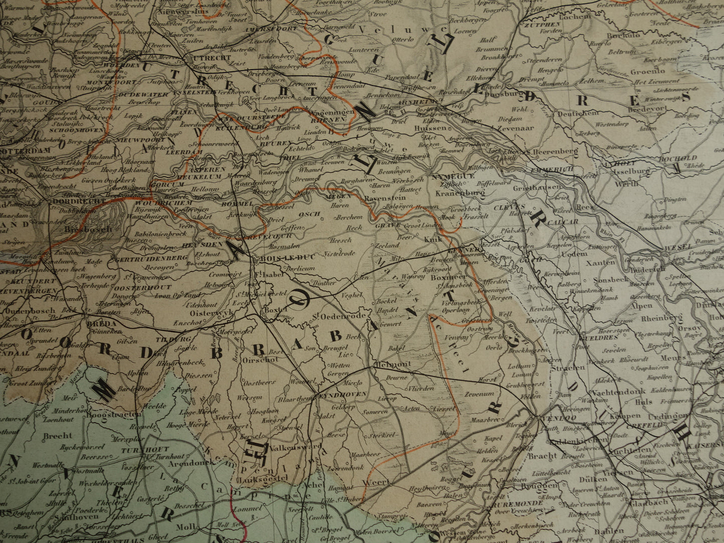 Large Old Map of the Netherlands and Belgium 1880 original antique very large map poster