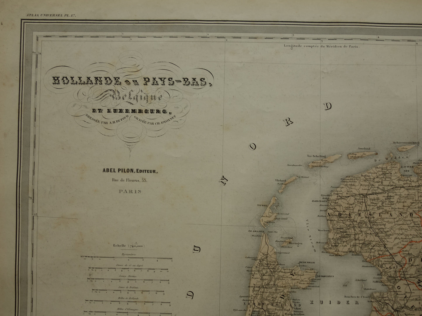 Large Old Map of the Netherlands and Belgium 1880 original antique very large map poster