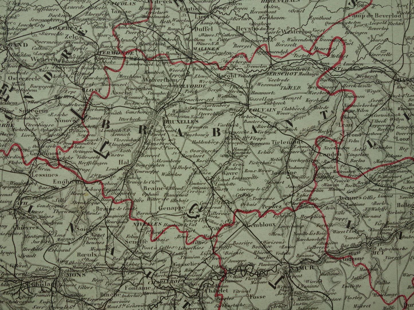 Large Old Map of the Netherlands and Belgium 1880 original antique very large map poster