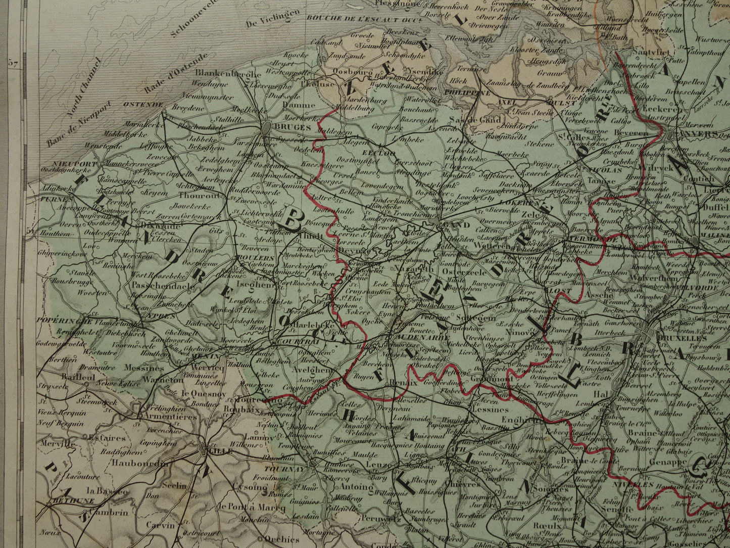 Large Old Map of the Netherlands and Belgium 1880 original antique very large map poster
