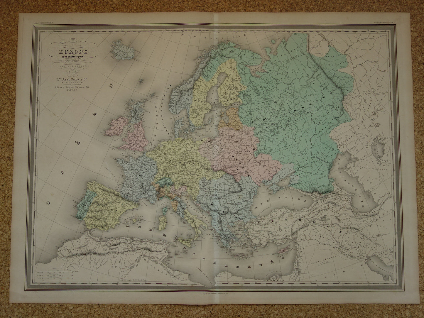 Map of Europe during Emperor Charles V Antique map European continent 16th century vintage maps