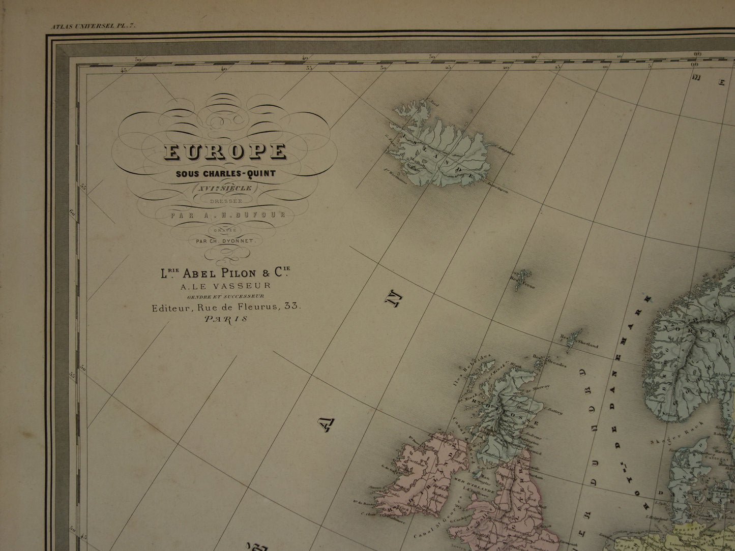 Map of Europe during Emperor Charles V Antique map European continent 16th century vintage maps