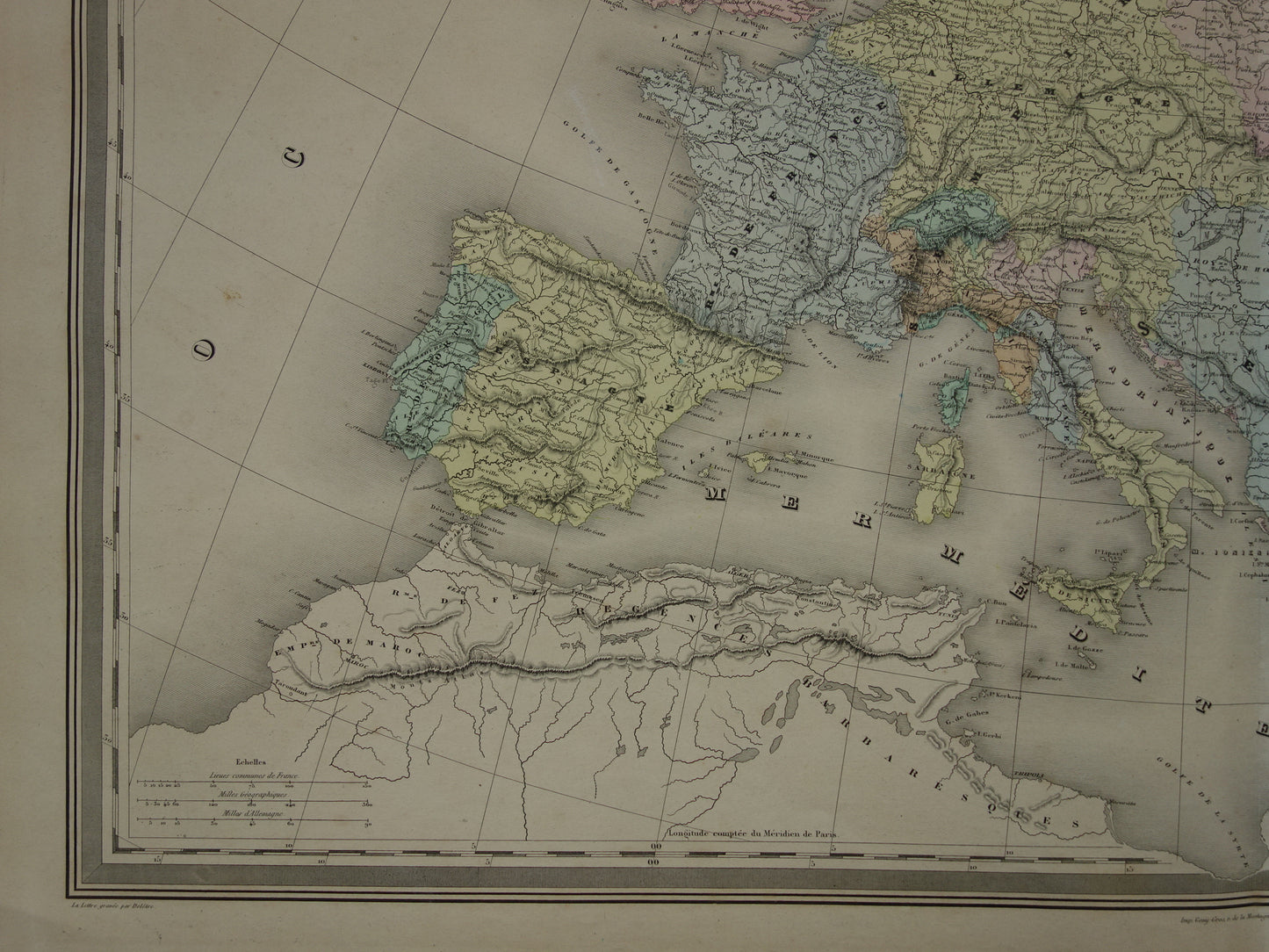 Map of Europe during Emperor Charles V Antique map European continent 16th century vintage maps