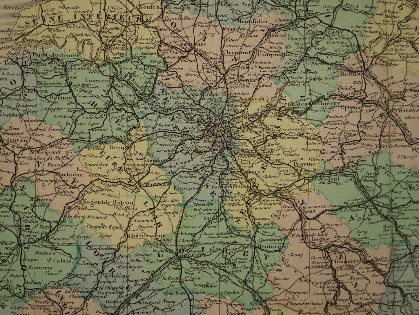 Old map of France from 1886 very large antique map Vintage hand-colored maps