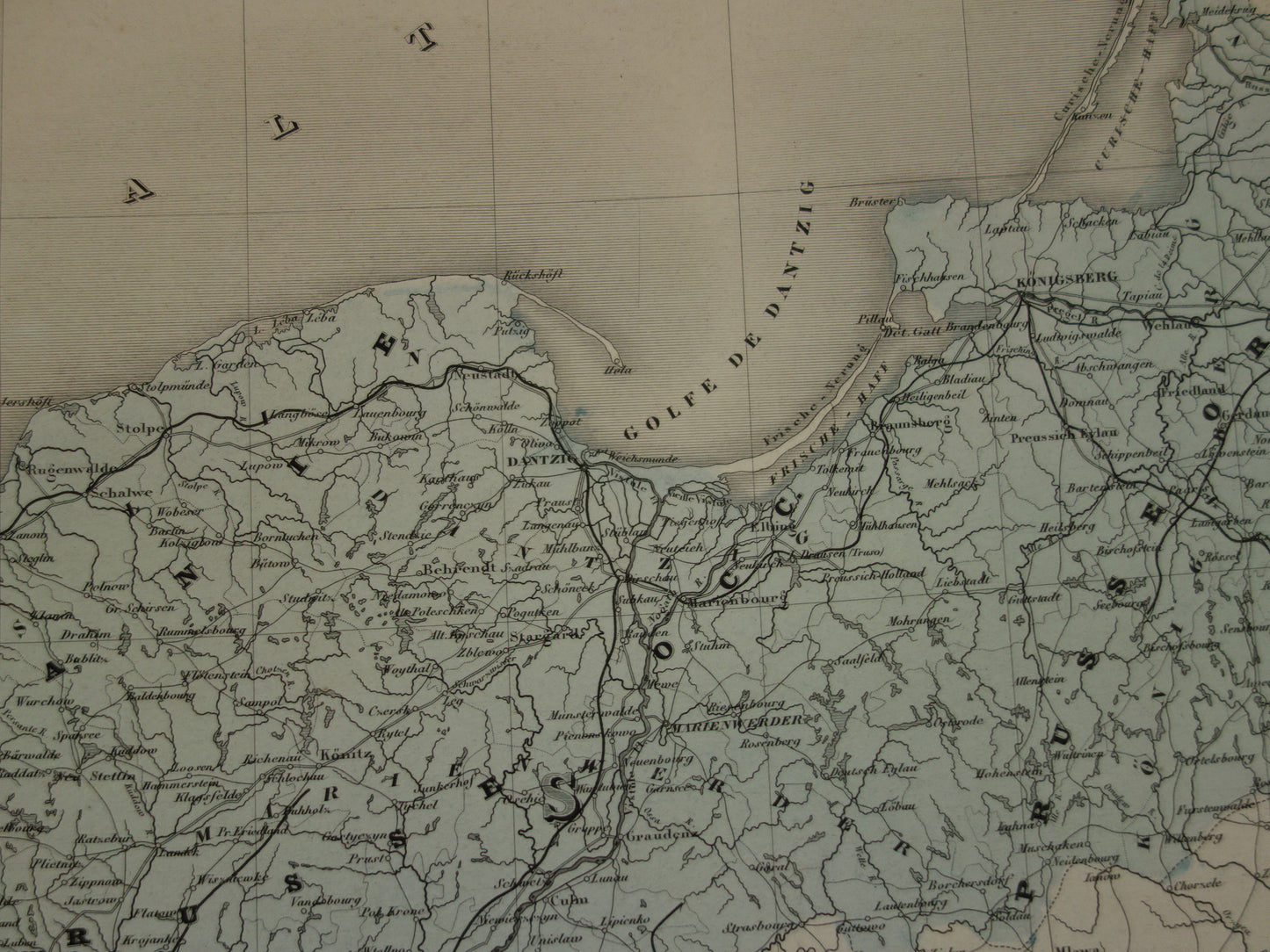 PRUISEN Antieke landkaart van Duitsland Grote originele 135+ jaar oude kaart