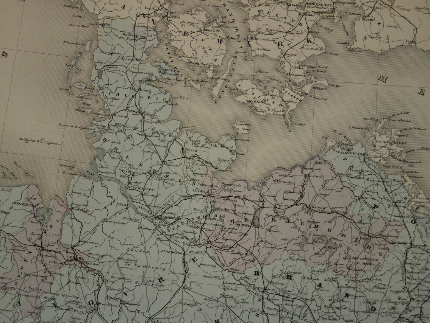 PRUISEN Antieke landkaart van Duitsland Grote originele 135+ jaar oude kaart