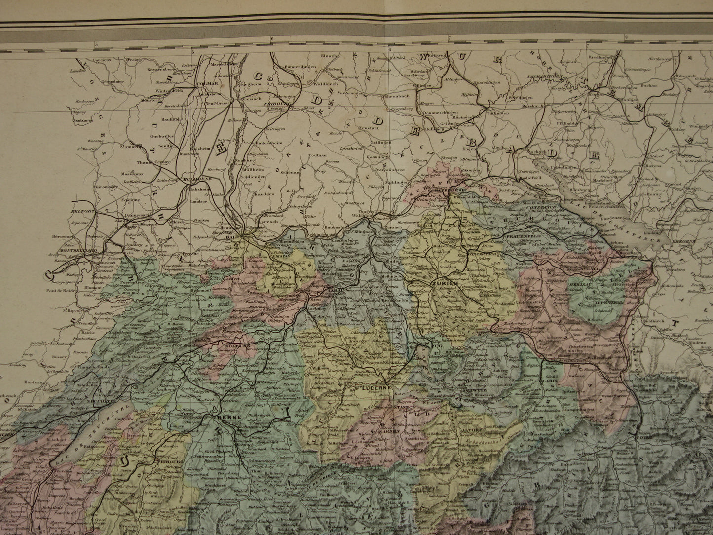SWITZERLAND Large antique map of Switzerland 1880 original old map for sale