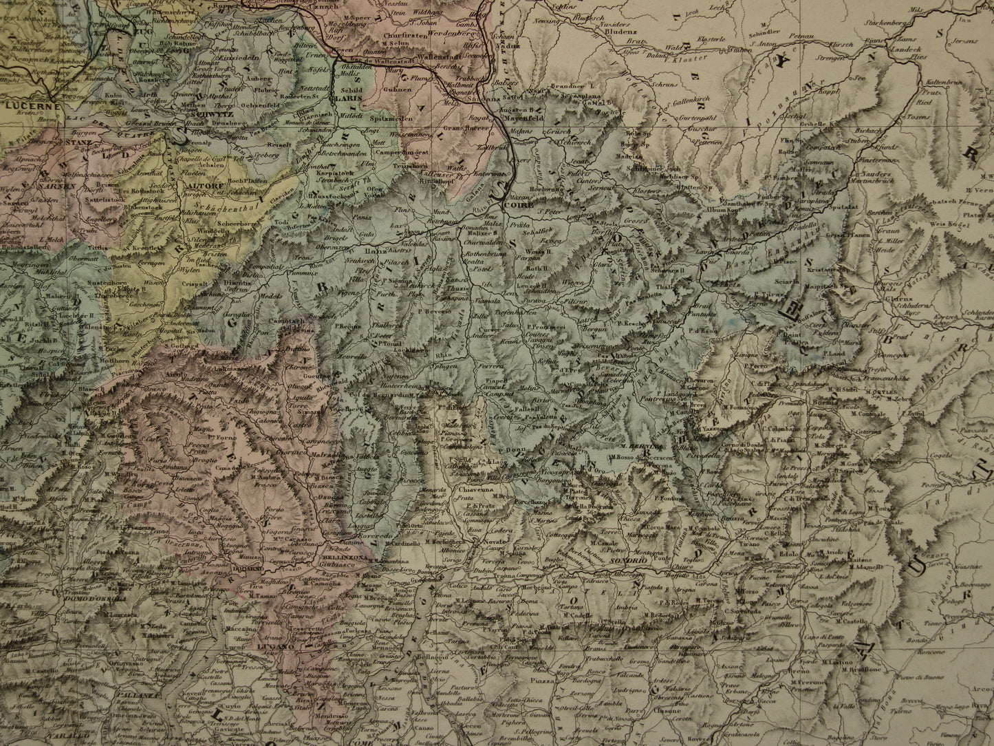 SWITZERLAND Large antique map of Switzerland 1880 original old map for sale