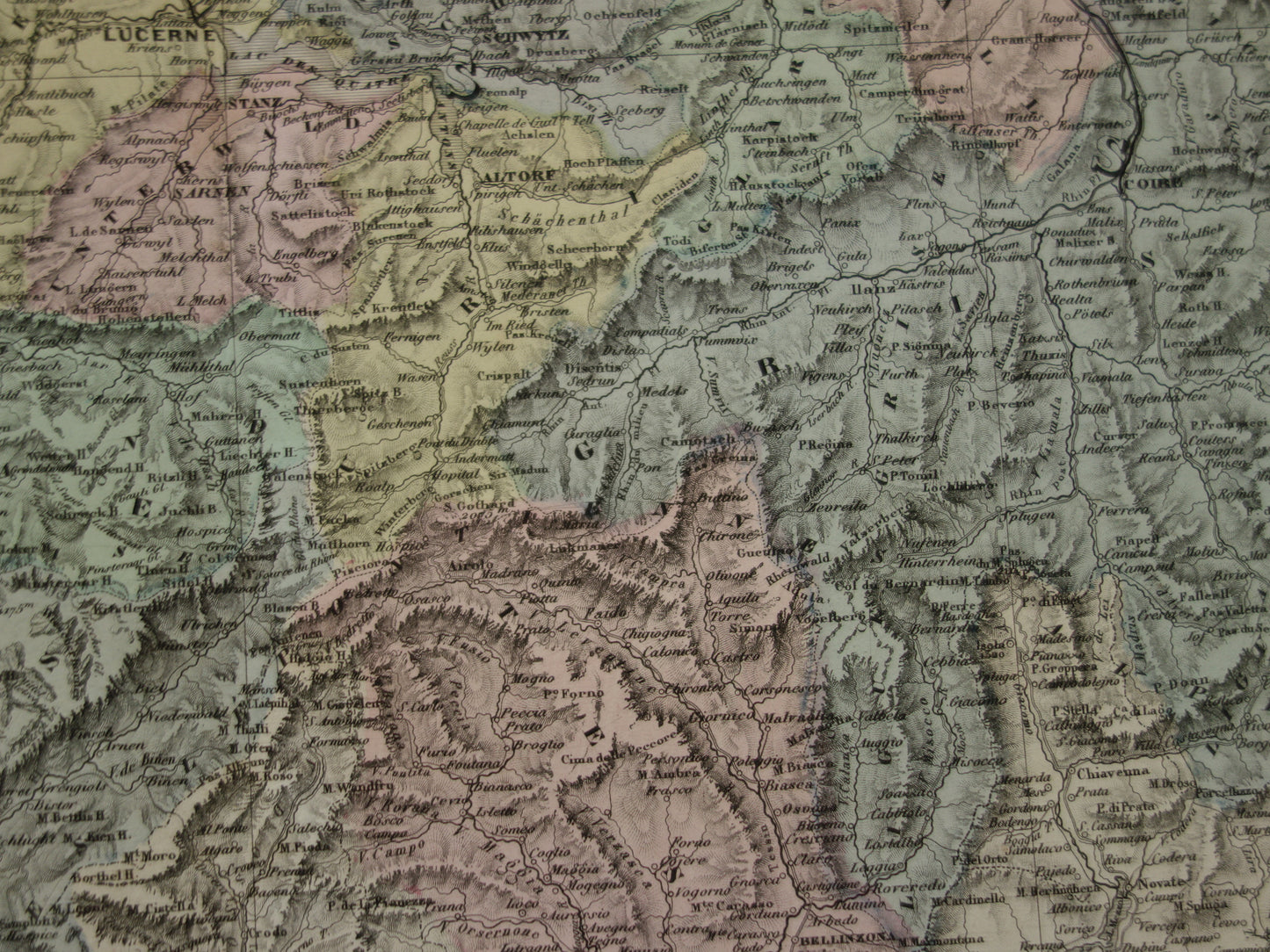 SWITZERLAND Large antique map of Switzerland 1880 original old map for sale