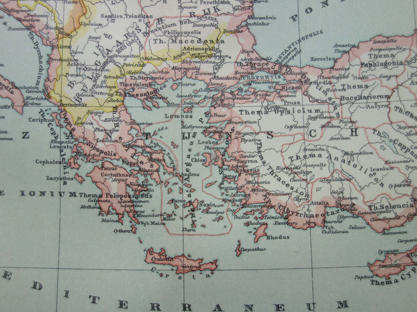 Byzantine Empire old map of Eastern Roman Empire from 1915 original antique Dutch map history map
