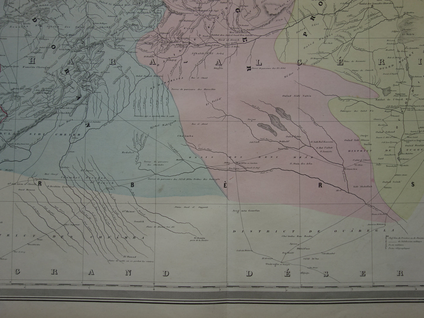 Große alte Karte von Algerien aus dem Jahr 1880, antike Karte von Algier, originale Vintage-Karten