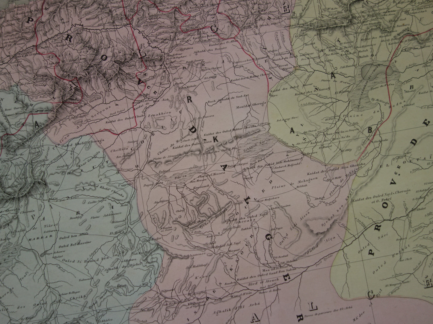 Große alte Karte von Algerien aus dem Jahr 1880, antike Karte von Algier, originale Vintage-Karten
