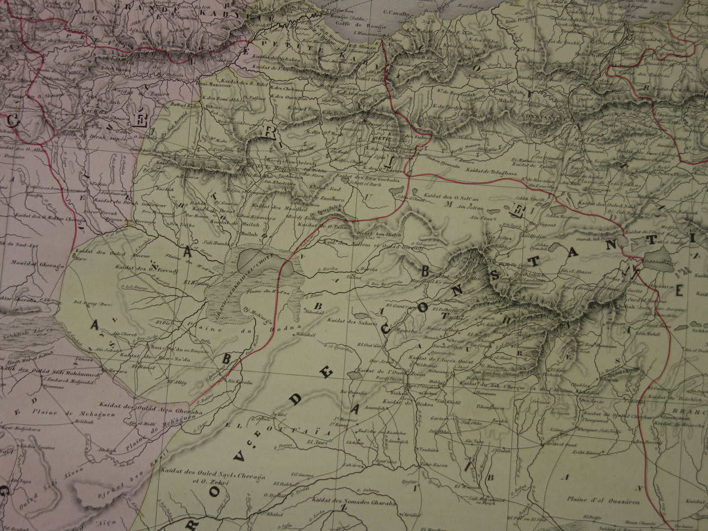 Große alte Karte von Algerien aus dem Jahr 1880, antike Karte von Algier, originale Vintage-Karten