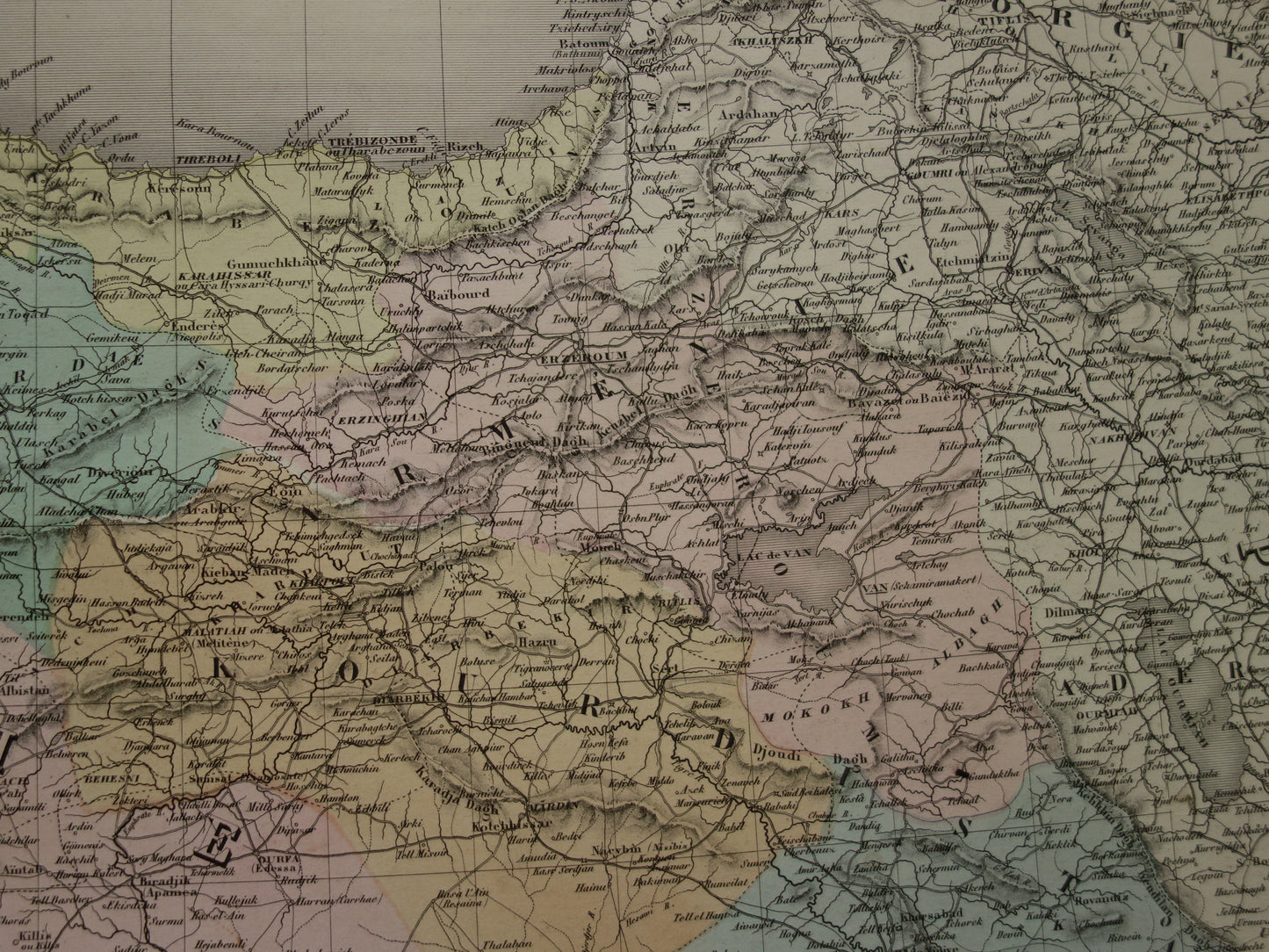 TURKEY Large old map from 1880 of Asia Minor Turkish Empire in Asia Beautiful hand-colored French antique map