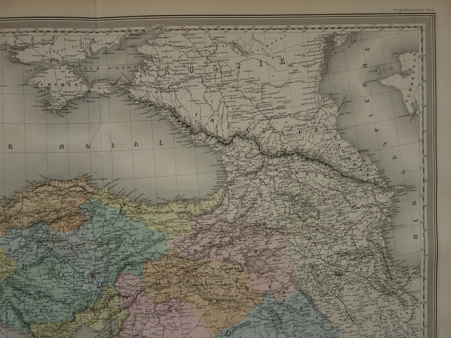 TURKEY Large old map from 1880 of Asia Minor Turkish Empire in Asia Beautiful hand-colored French antique map