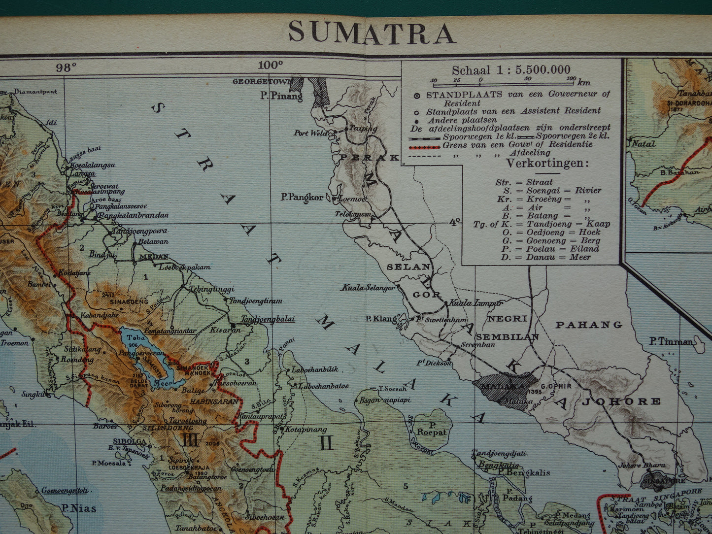 Sumatra old map of Sumatra Indonesia 1938 original vintage Dutch map historical maps Sumatra Medan Palembang