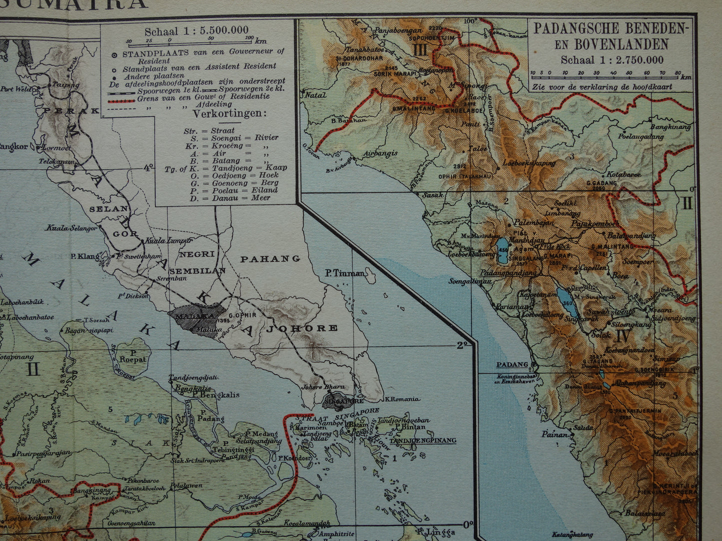 Sumatra old map of Sumatra Indonesia 1938 original vintage Dutch map historical maps Sumatra Medan Palembang