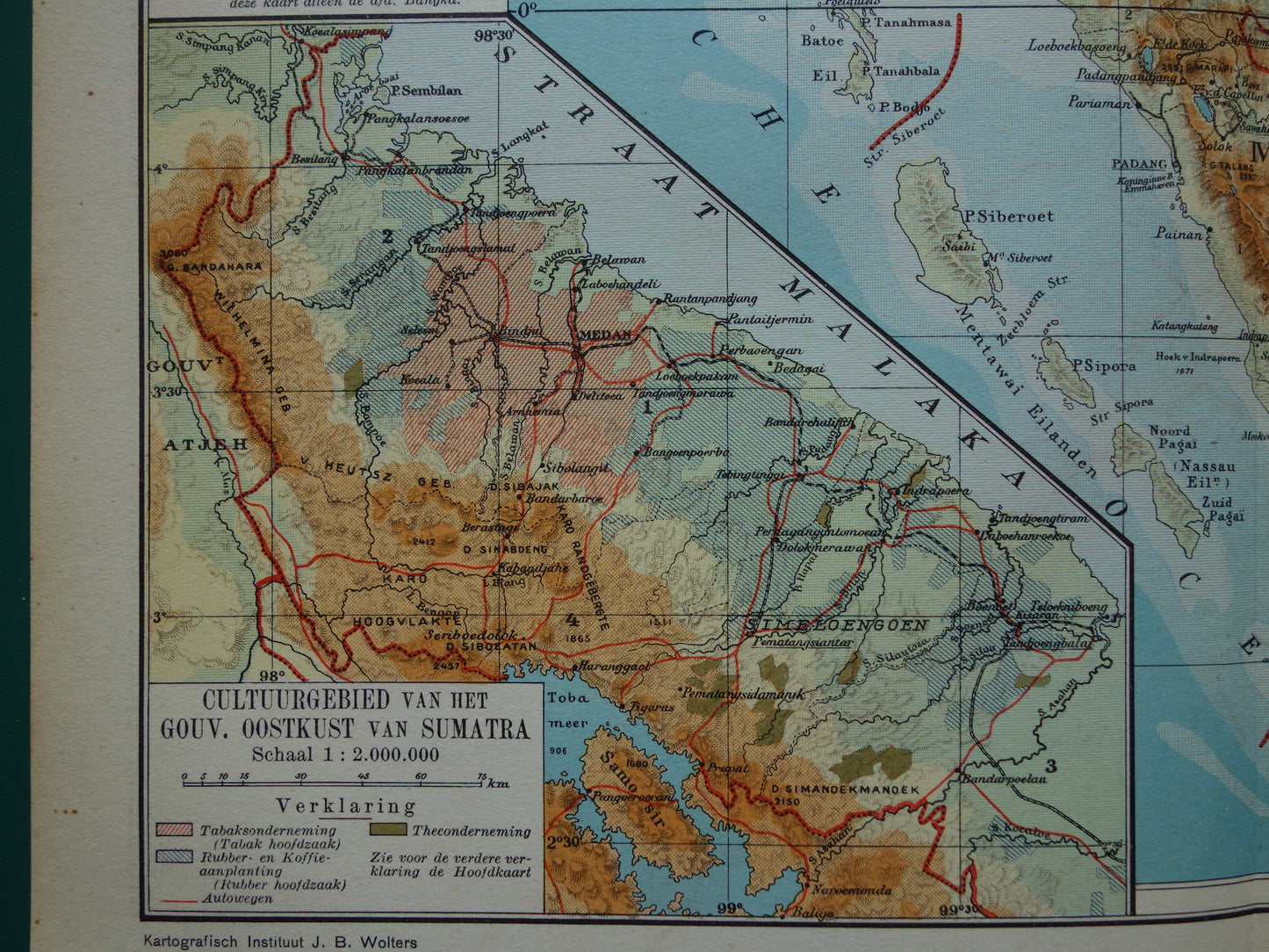 Sumatra old map of Sumatra Indonesia 1938 original vintage Dutch map historical maps Sumatra Medan Palembang