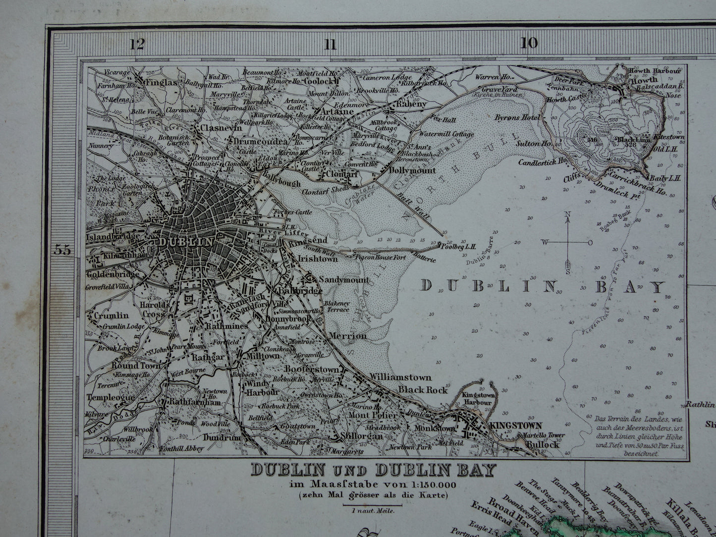 IRELAND old map of Ireland 1867 original antique German map with date