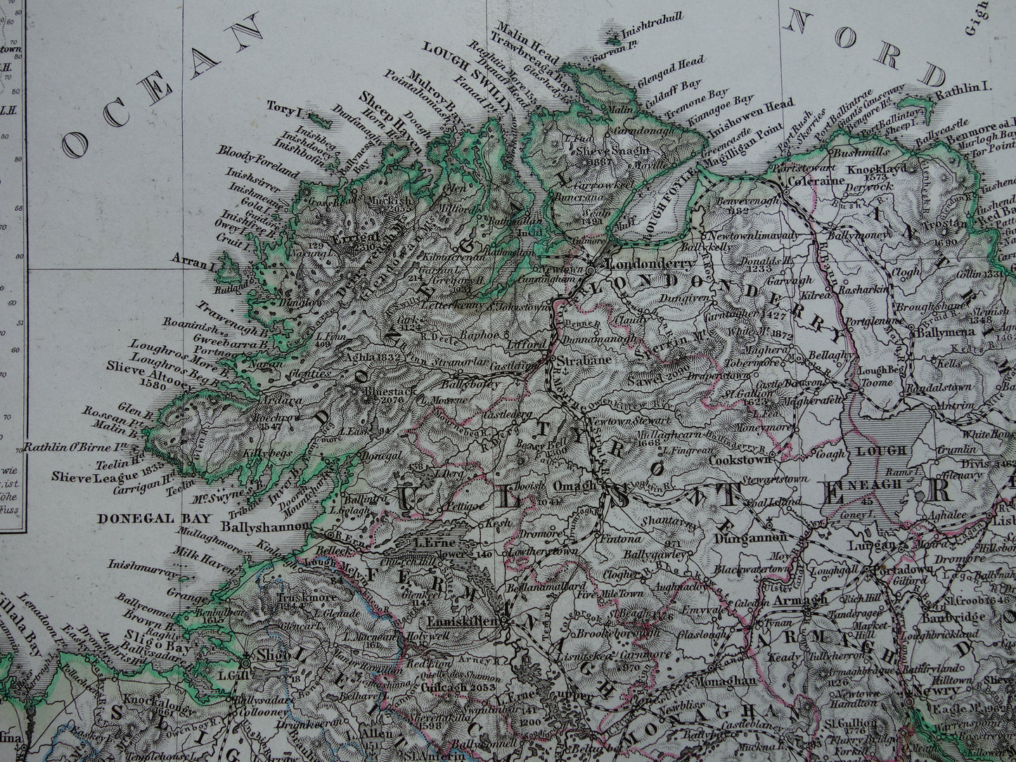 IRELAND old map of Ireland 1867 original antique German map with date