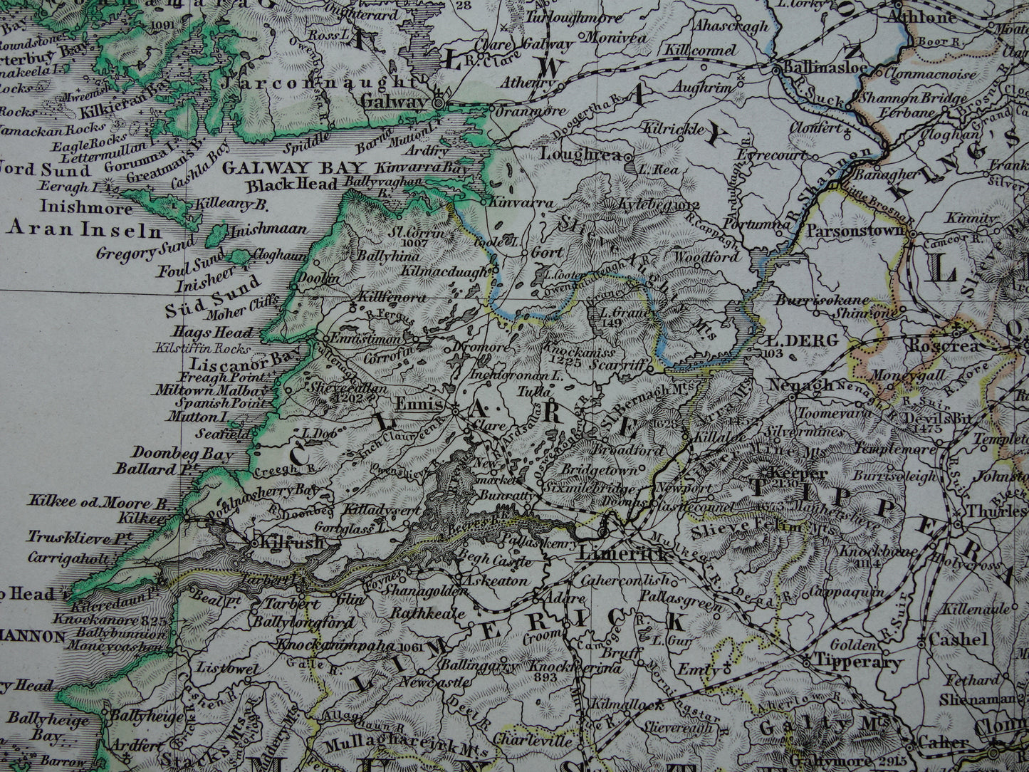 IRELAND old map of Ireland 1867 original antique German map with date