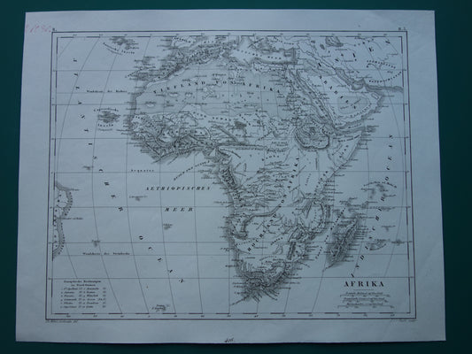 AFRIKA antieke kaart van Afrika 170+ jaar oude landkaart van continent uit 1849 - originele vintage historische kaarten