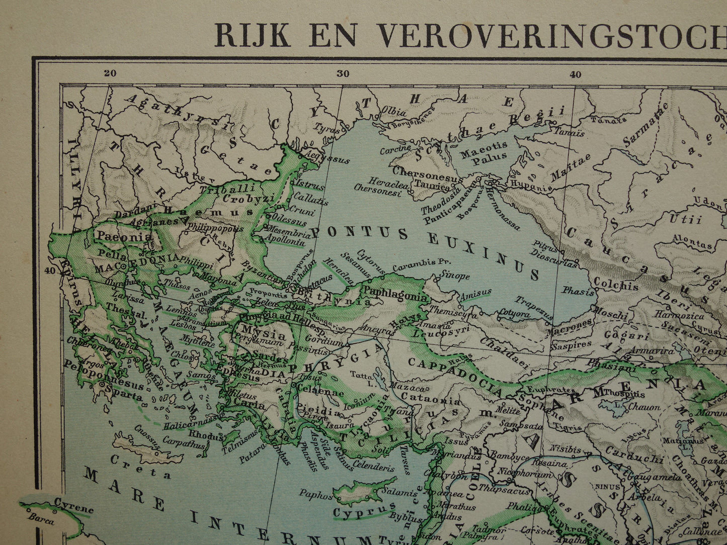 Map of the Empire of Alexander the Great from 1932 - Old Dutch map Macedonian Alexandrian Empire vintage map