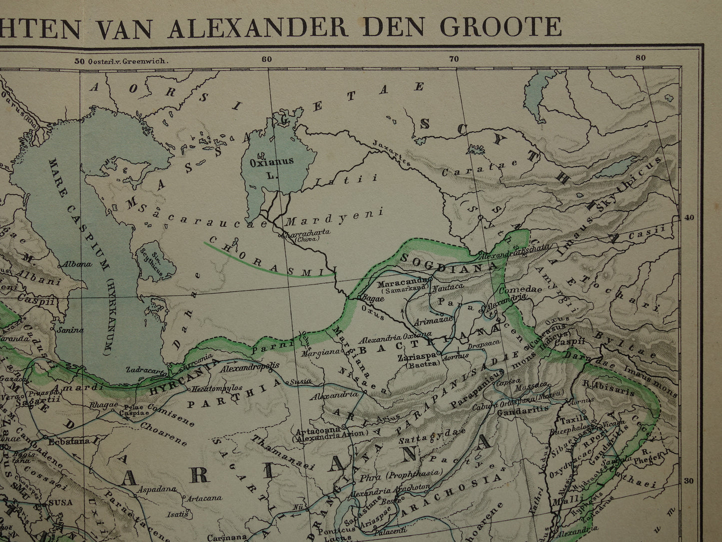Map of the Empire of Alexander the Great from 1932 - Old Dutch map Macedonian Alexandrian Empire vintage map