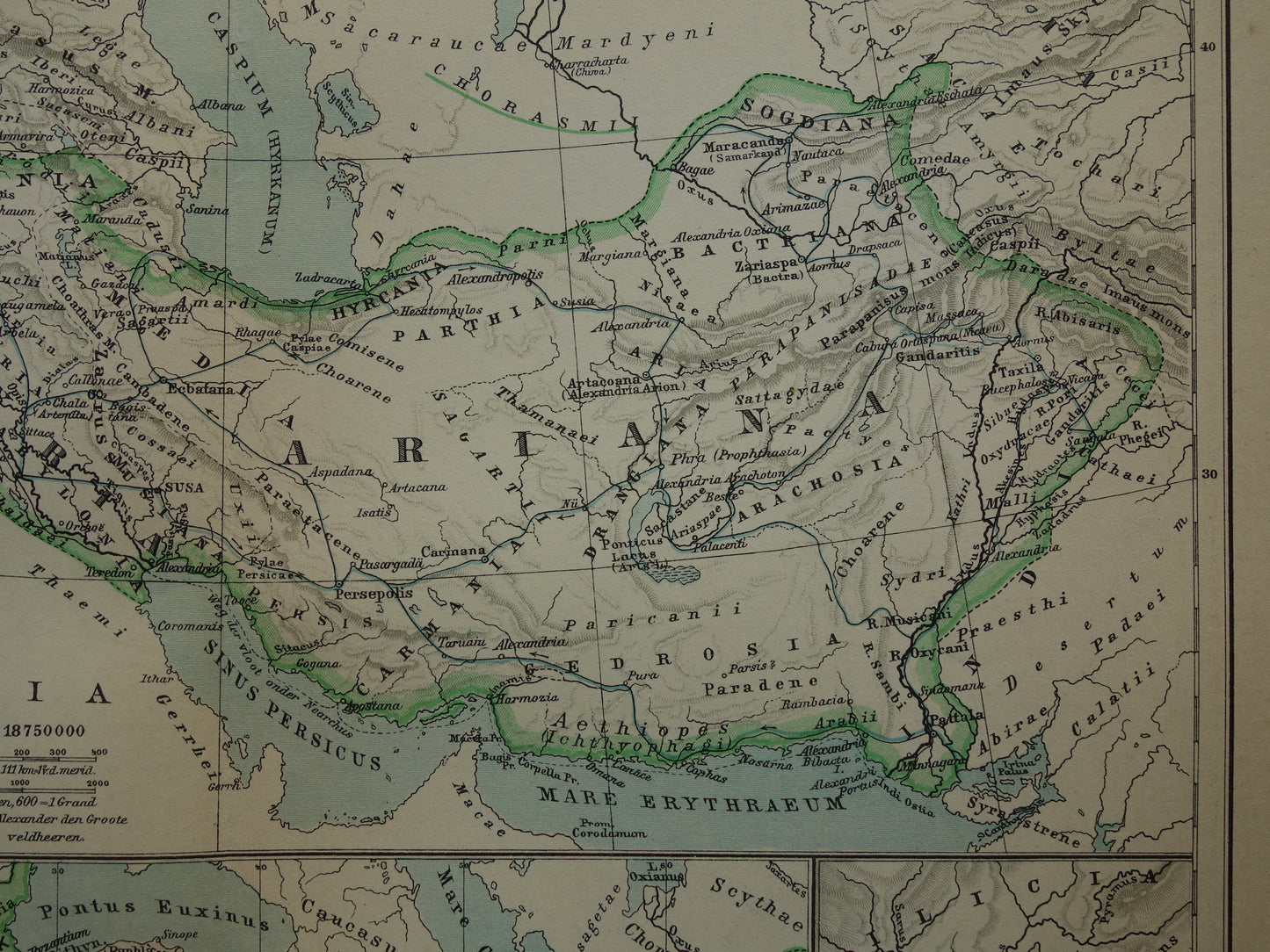 Map of the Empire of Alexander the Great from 1932 - Old Dutch map Macedonian Alexandrian Empire vintage map