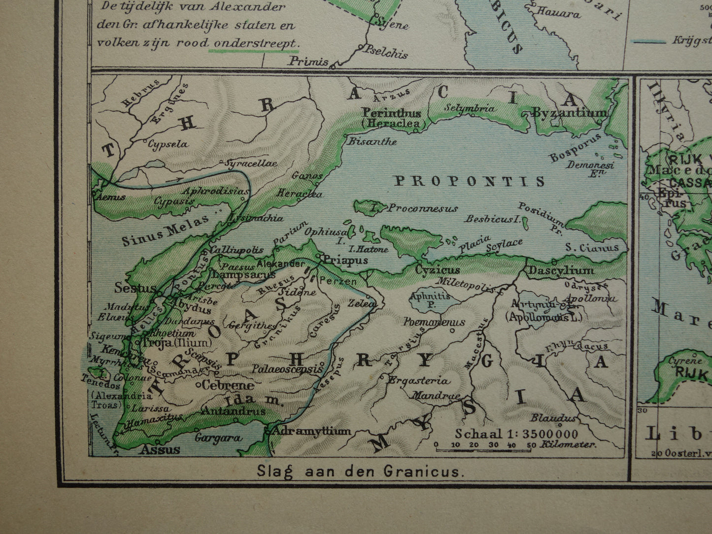Map of the Empire of Alexander the Great from 1932 - Old Dutch map Macedonian Alexandrian Empire vintage map