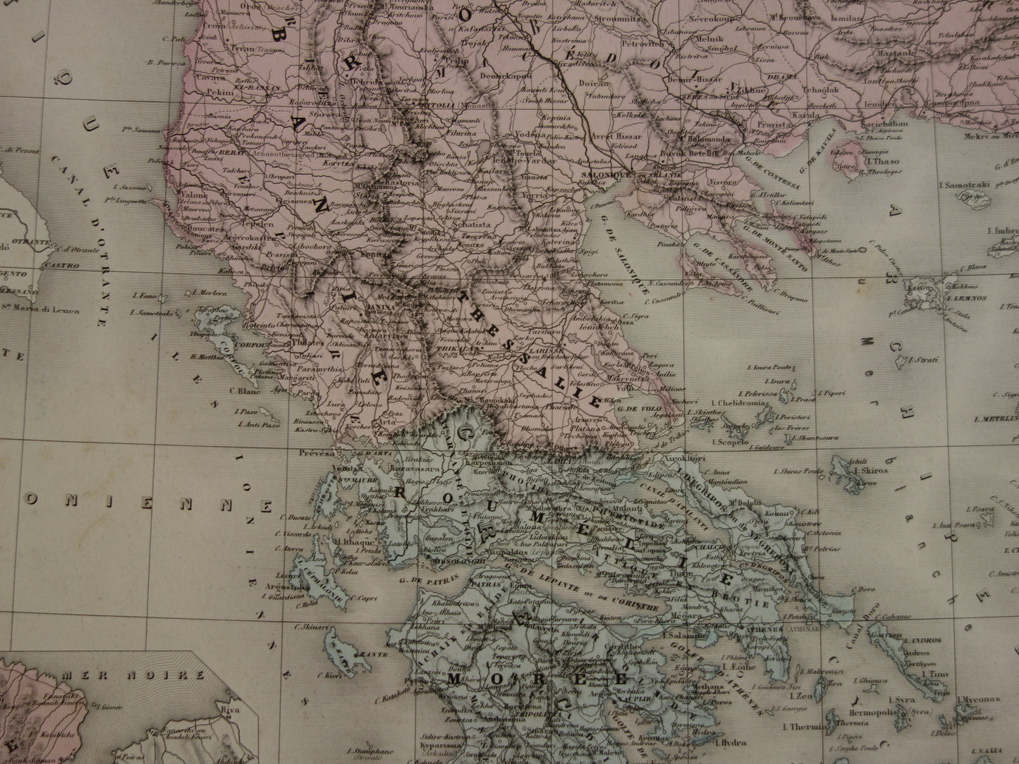 BALKAN antieke kaart van Griekenland Turkse Rijk uit 1880 - Grote oude kaart van Roemenië Bulgarije Servië Bosnië Montenegro