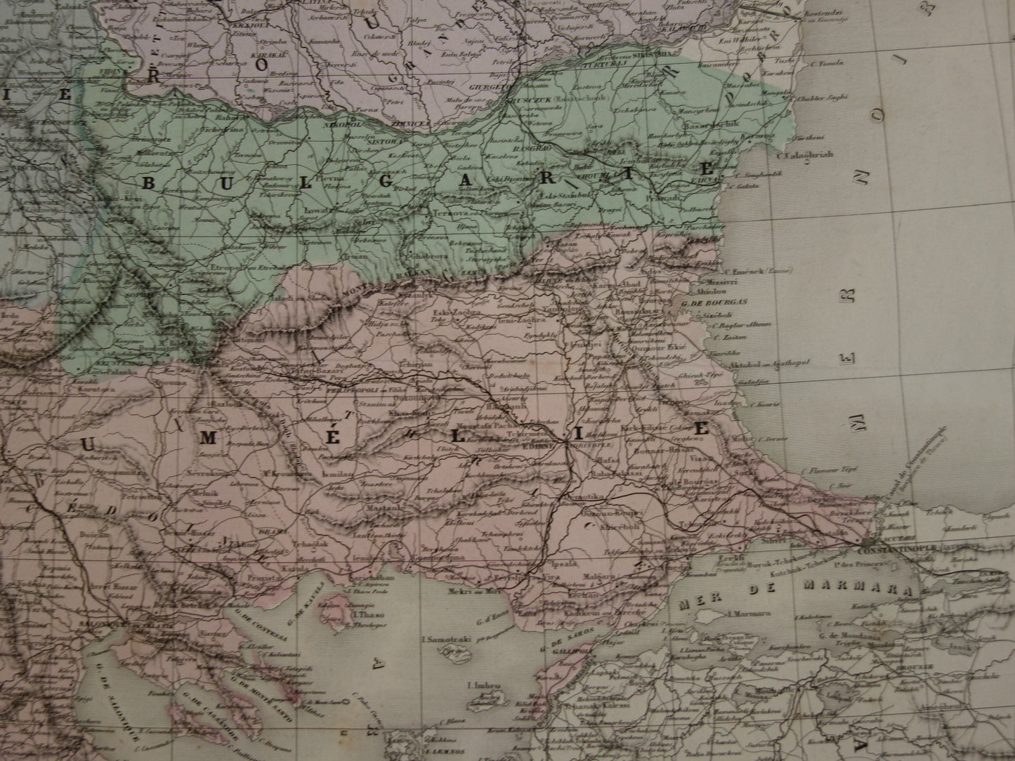 BALKAN antieke kaart van Griekenland Turkse Rijk uit 1880 - Grote oude kaart van Roemenië Bulgarije Servië Bosnië Montenegro