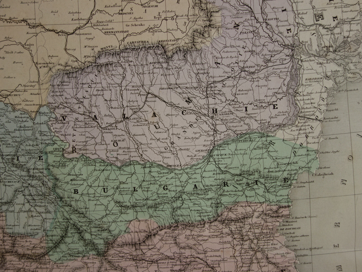 BALKAN antieke kaart van Griekenland Turkse Rijk uit 1880 - Grote oude kaart van Roemenië Bulgarije Servië Bosnië Montenegro