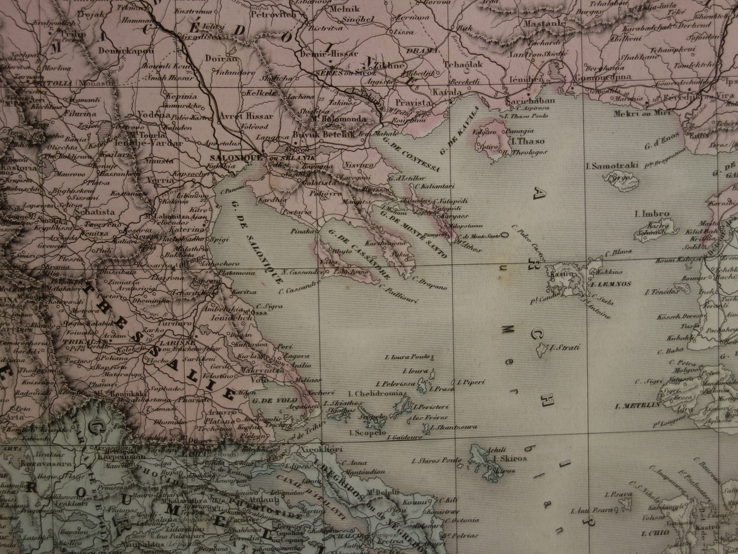 BALKAN antieke kaart van Griekenland Turkse Rijk uit 1880 - Grote oude kaart van Roemenië Bulgarije Servië Bosnië Montenegro