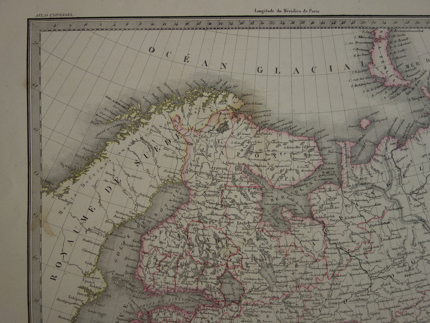 Oude kaart van Europees Rusland uit 1851 originele grote antieke Franse landkaart Russische Rijk in Europa