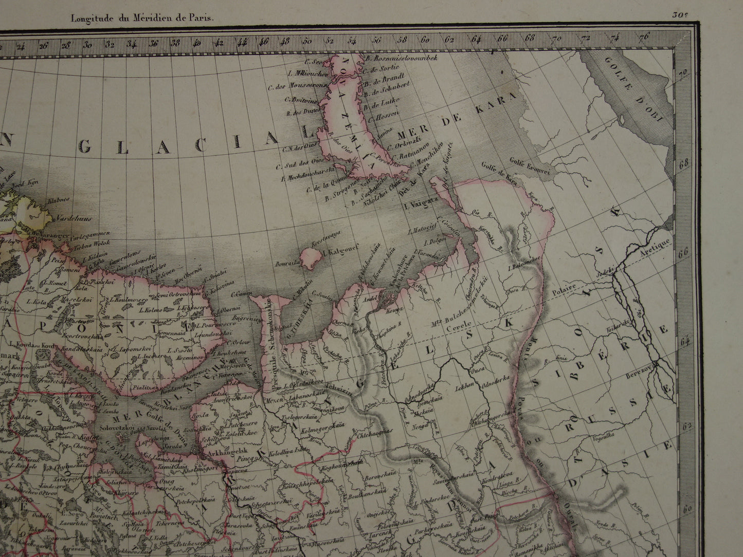Oude kaart van Europees Rusland uit 1851 originele grote antieke Franse landkaart Russische Rijk in Europa