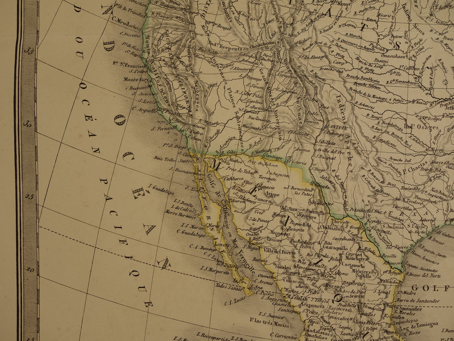 NORTH AMERICA large antique map from 1851 - Old map USA Canada Mexico - original vintage maps