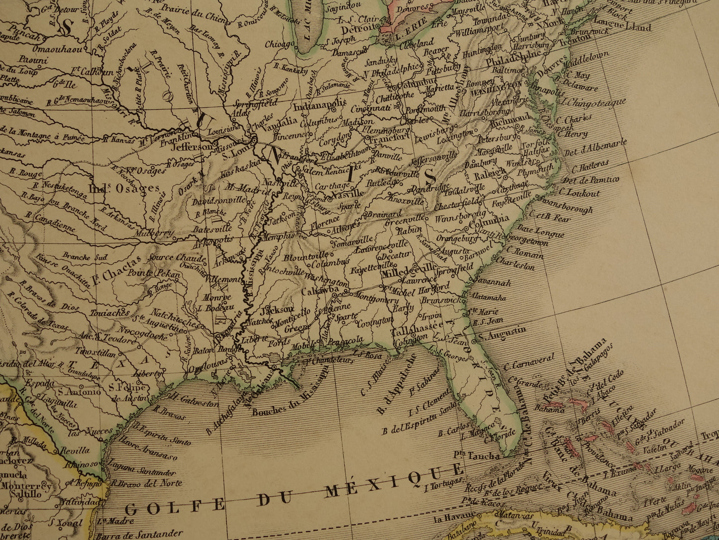 NORTH AMERICA large antique map from 1851 - Old map USA Canada Mexico - original vintage maps