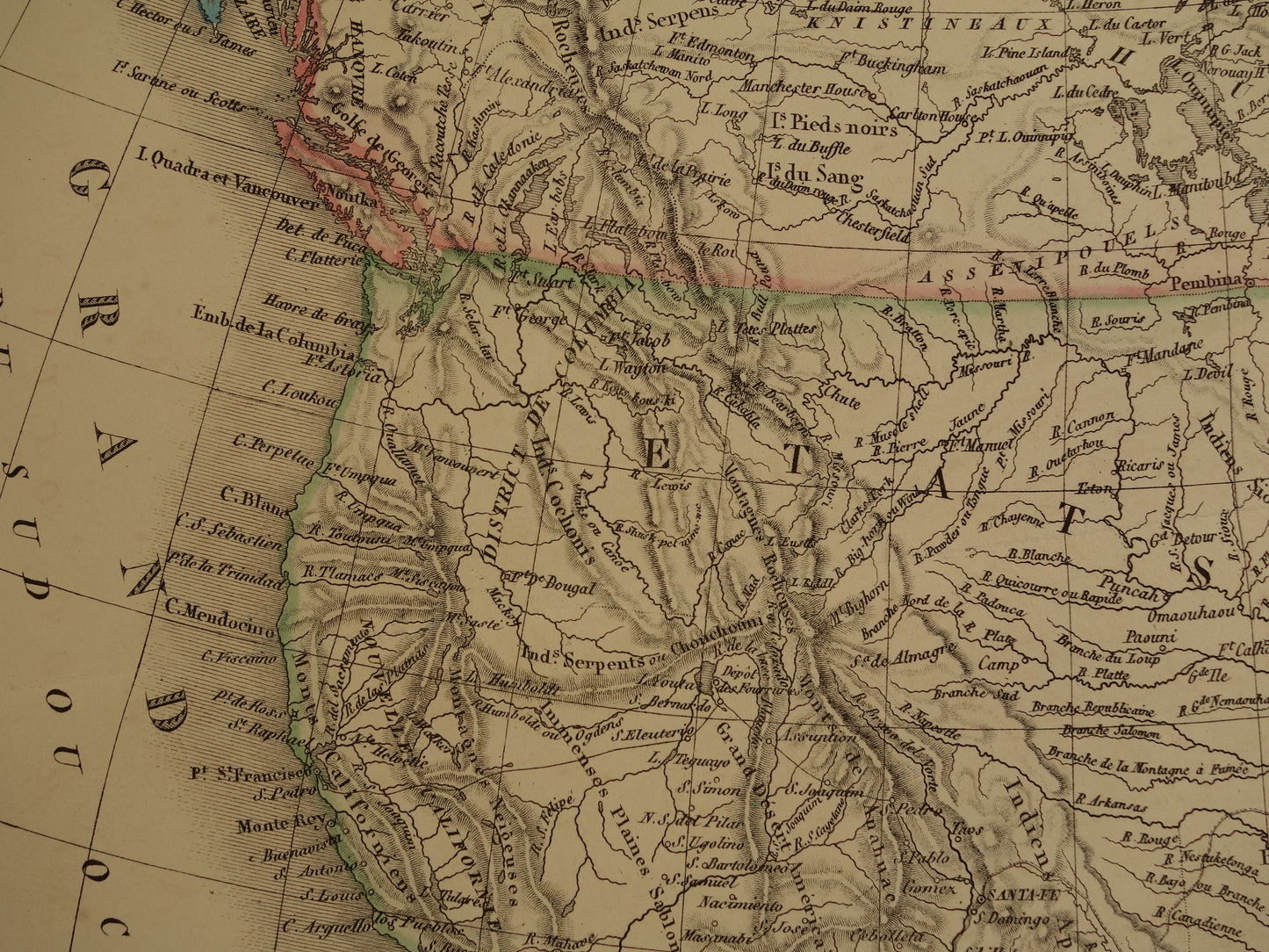 NORTH AMERICA large antique map from 1851 - Old map USA Canada Mexico - original vintage maps