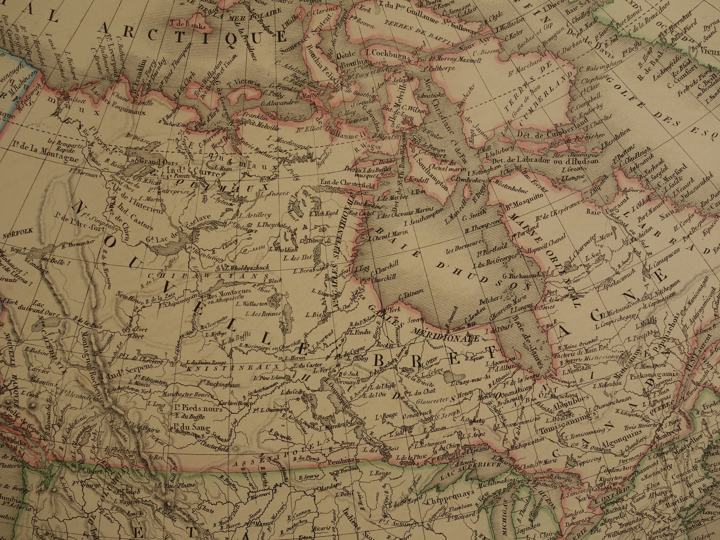 NORTH AMERICA large antique map from 1851 - Old map USA Canada Mexico - original vintage maps