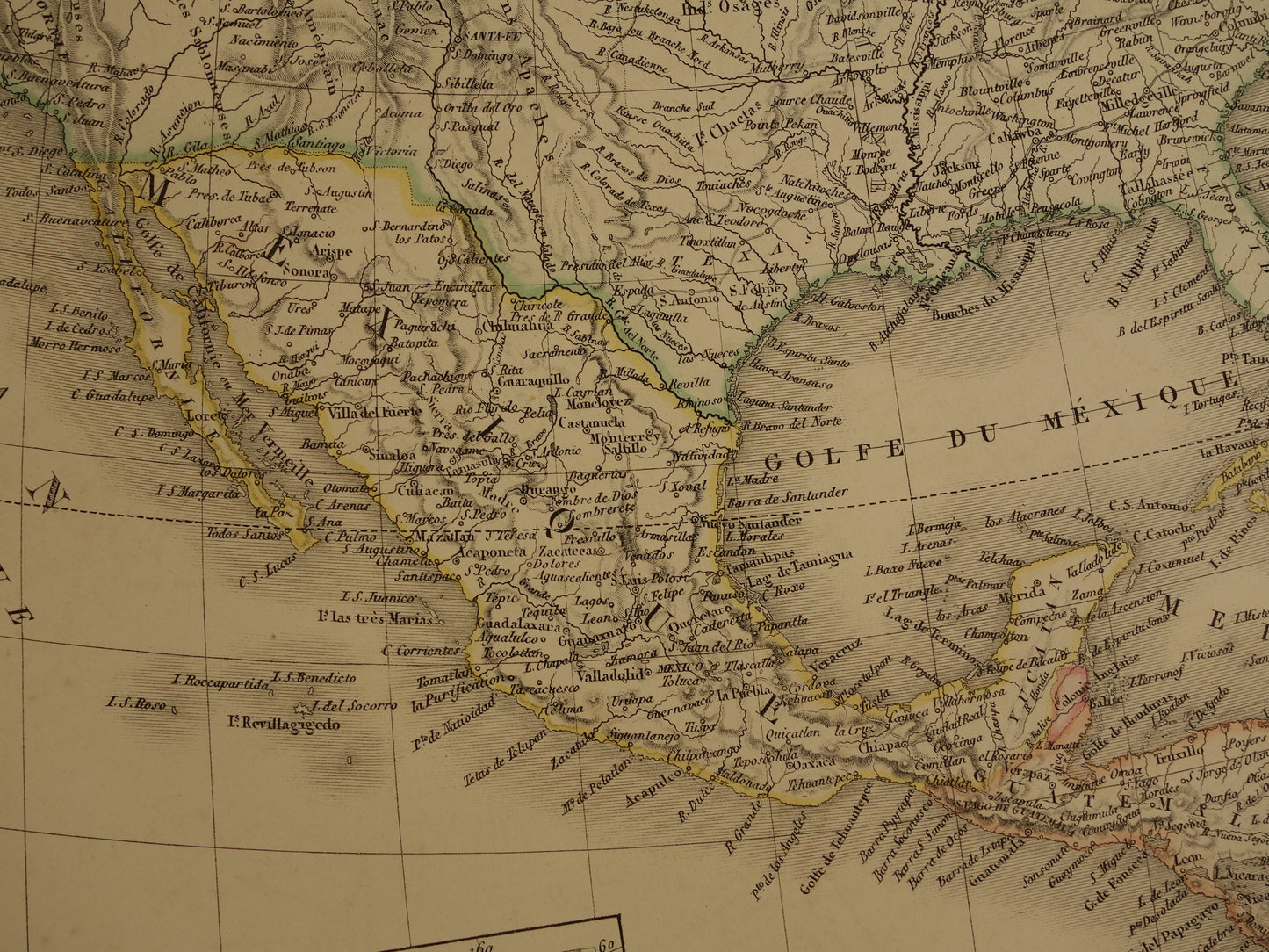 NORTH AMERICA large antique map from 1851 - Old map USA Canada Mexico - original vintage maps