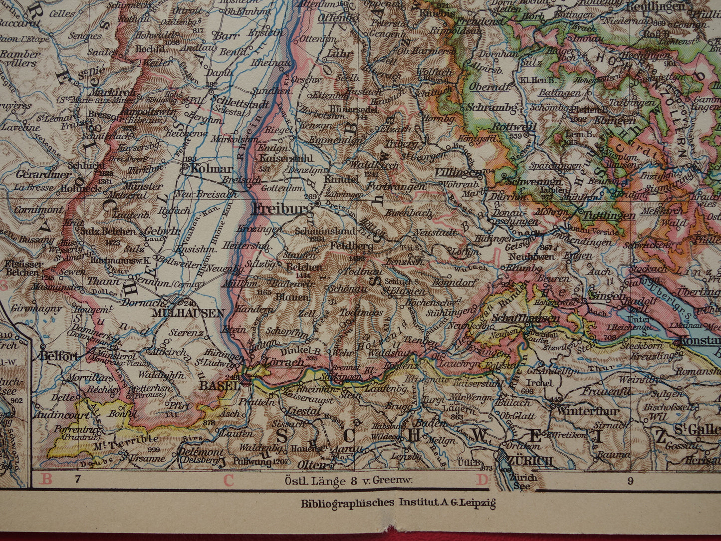 Old map of Baden-Württemberg Germany from 1931 original vintage map Stuttgart Alsace-Lorraine
