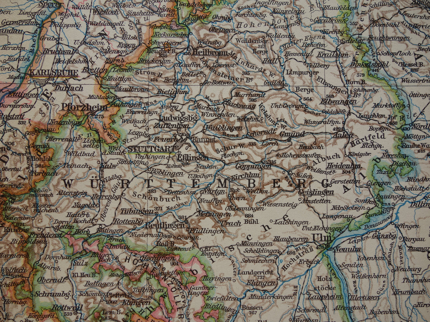 Old map of Baden-Württemberg Germany from 1931 original vintage map Stuttgart Alsace-Lorraine