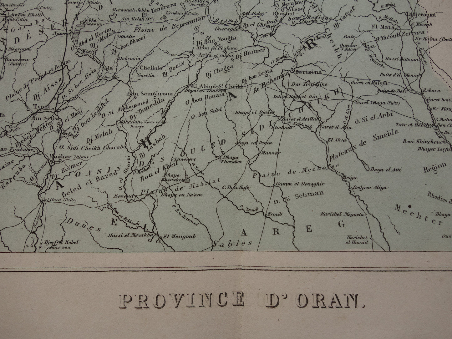 Old map of ORAN province Algeria from 1883 original antique hand colored map Oran
